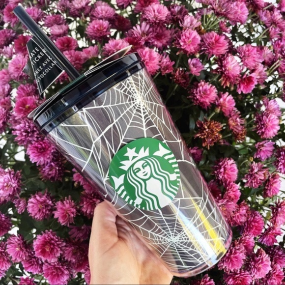 Starbucks NWT Spider Web Glow In The Dark Tumbler Cold Cup Halloween